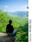 Thoughts. Girl on edge. Element of design. Стоковое фото, агентство Ingram Publishing / Фотобанк Лори