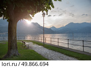 Beautiful view of Como lake on sunset in Bellagio, Italy. Стоковое фото, агентство Ingram Publishing / Фотобанк Лори