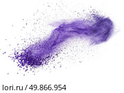 Purple powder explosion isolated on white background. Стоковое фото, агентство Ingram Publishing / Фотобанк Лори