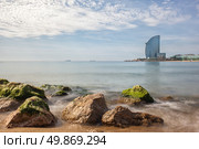 Barceloneta beach in Barcelona, Spain. Стоковое фото, агентство Ingram Publishing / Фотобанк Лори