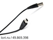 Mini-usb cable isolated on white. Стоковое фото, агентство Ingram Publishing / Фотобанк Лори