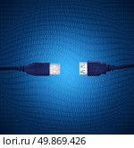 blue usb cable with digitals on background. Стоковое фото, агентство Ingram Publishing / Фотобанк Лори