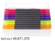 Color floppy disks in box isolated on white. Стоковое фото, агентство Ingram Publishing / Фотобанк Лори