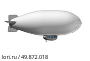 Blank Blimp flying in the air as a white commercial sign on a side view traveling to advertise a marketing message to the public. Стоковое фото, агентство Ingram Publishing / Фотобанк Лори