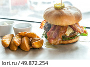 Angus beef Cheese hamburger with french fries. Стоковое фото, агентство Ingram Publishing / Фотобанк Лори