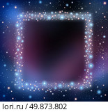 Space blank frame as a night sky with a group of stars and planets as a shinning cosmic constellation with empty copy area for text as an astrology or astronomy communication concept. Стоковое фото, агентство Ingram Publishing / Фотобанк Лори