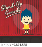 male stand up comedian cartoon character vector illustration. male stand up comedian cartoon character. Стоковая иллюстрация, агентство Ingram Publishing / Фотобанк Лори