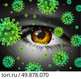 Eye infection as a contagious ocular disease transmitting a virus with human vision spreading dangerous infectious germs and bacteria during cold or flu symptoms. Стоковое фото, агентство Ingram Publishing / Фотобанк Лори