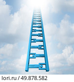 Team ladder of opportunity and group support success as a staircase made of business people icons working together as recruiment possibilities to move high up to infinity as a concept of achievement and strategic teamwork planning. Стоковое фото, агентство Ingram Publishing / Фотобанк Лори