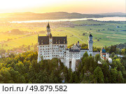 Beautiful summer sunset view of the Neuschwanstein castle at Fussen Bavaria, Germany. Стоковое фото, агентство Ingram Publishing / Фотобанк Лори