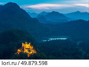 Beautiful summer sunset view of the Hohenschwangau castle at Fussen Bavaria, Germany. Стоковое фото, агентство Ingram Publishing / Фотобанк Лори