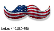 American man icon as a mustache symbol with the flag of the United States as a concept of a macho male from America or old money concept and wealth metaphor on a white background. Стоковое фото, агентство Ingram Publishing / Фотобанк Лори