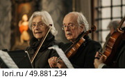 A couple plays violins together, showcasing their musical talent and harmony as they create beautiful melodies. Стоковое AI-изображение, AI-художник Данила Большаков / Фотобанк Лори