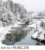 Beautiful Snowfall winter landscape Shirakawago Japan. Стоковое фото, агентство Ingram Publishing / Фотобанк Лори