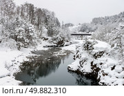 Beautiful Snowfall winter landscape Shirakawago Japan. Стоковое фото, агентство Ingram Publishing / Фотобанк Лори