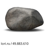 Rock boulder object on a white background as a symbol of solid stability and immovable trust represented in a single rough textured heavy grey stone. Стоковое фото, агентство Ingram Publishing / Фотобанк Лори