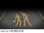 Big bully and bullying concept as yellow painted road sign on asphalt with an abusive bully attacking a another person as a symbol of the anxiety of being bullied and the social issues of human psychological abuse and fear. Стоковое фото, агентство Ingram Publishing / Фотобанк Лори