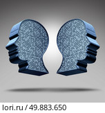 Bipolar disorder concept as a human head divided in two pieces with a maze or labyrinth inside as a mental health care symbol and medical psychological metaphor for the social behavior challenges of the disease. Стоковое фото, агентство Ingram Publishing / Фотобанк Лори