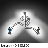 Business people agreement and money teamwork or financial team concept as a group of businessmen standing in front of their cast shadow shaped as a dollar sign icon as a metaphor for wealth management and teaming up for profit success. Стоковое фото, агентство Ingram Publishing / Фотобанк Лори