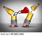 Strategic planning business concept as an open pencil with a boxing glove breaking out destroying the competition as a metaphor for a ruthless war of ideas and intelligent innovative thinking with no pity for the enemy. Стоковое фото, агентство Ingram Publishing / Фотобанк Лори