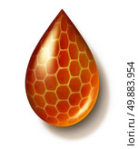 Honey drop and honeycomb or honey comb symbol created by bees as a healthy lifestyle sweetener icon of fresh natural organic liquid food from nature contained in hexagon wax cells. Стоковое фото, агентство Ingram Publishing / Фотобанк Лори