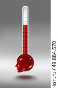 Human fever temperature medical and health care concept as a mercury thermometer shaped as a face as a symbol for disease and infection causing high temperatures. Стоковое фото, агентство Ingram Publishing / Фотобанк Лори