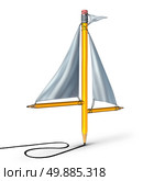 Sailing creativity metaphor as a group of pencils shaped as a boat sail representing the idea of adapting following the current trend and changing direction according to the winds of change. Стоковое фото, агентство Ingram Publishing / Фотобанк Лори