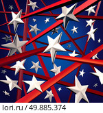 American stars and stripes and United States three dimenaional flag background design element with red white and blue colors celebrating fourth of July and election time. Стоковое фото, агентство Ingram Publishing / Фотобанк Лори