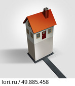 Home renovation problem concept as a renovated home with an extension attached in a wrong way as a real estate and not up to code family home improvement crisis and repair planning issues with hiring qualified professionals. Стоковое фото, агентство Ingram Publishing / Фотобанк Лори