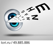 Eye vision concept eyesight for healthy eyes with good ocular focus using an open eye with an emerging chart to help focus for near sighted and far sighted retina and lens diagnosis from an optometrist for ophthalmology.

. Стоковое фото, агентство Ingram Publishing / Фотобанк Лори