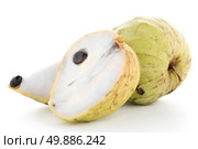 Custard apple, also known as Bullocks or Bulls Heart on white background. Стоковое фото, агентство Ingram Publishing / Фотобанк Лори