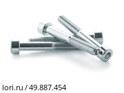 Hex head bolt screws thread on white background. Стоковое фото, агентство Ingram Publishing / Фотобанк Лори