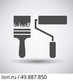 Construction paint brushes icon on gray background with round shadow. Vector illustration. Стоковая иллюстрация, агентство Ingram Publishing / Фотобанк Лори