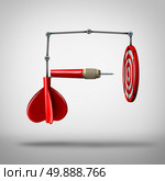 Success within as a smart cunning business concept as an open dart with a bullseye or bulls eye target board coming out as a goal aiming metaphor for a guaranteed center hit representing planned strategy. Стоковое фото, агентство Ingram Publishing / Фотобанк Лори