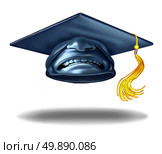 Education failure and horrible teaching symbol as a graduation hat or mortar cap with an expression of disgust as a learning challenge metaphor as a 3D illustration. Стоковое фото, агентство Ingram Publishing / Фотобанк Лори