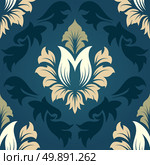 Damask seamless pattern from floral and swirl elements. Vector illustration. Стоковая иллюстрация, агентство Ingram Publishing / Фотобанк Лори