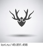 Deer’s antlers  icon on gray background with round shadow. Vector illustration. Стоковая иллюстрация, агентство Ingram Publishing / Фотобанк Лори