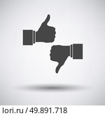 Like and dislike icon on gray background with round shadow. Vector illustration. Стоковая иллюстрация, агентство Ingram Publishing / Фотобанк Лори