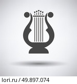 Lyre icon on gray background, round shadow. Vector illustration. Стоковая иллюстрация, агентство Ingram Publishing / Фотобанк Лори