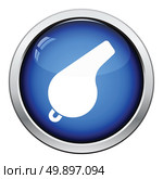Whistle icon. Glossy button design. Vector illustration. Стоковая иллюстрация, агентство Ingram Publishing / Фотобанк Лори