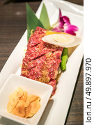 wagyu beef chuck steak Japanese meat BBQ yakiniku. Стоковое фото, агентство Ingram Publishing / Фотобанк Лори
