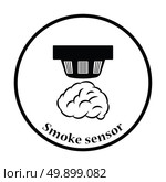 Smoke sensor icon. Thin circle design. Vector illustration. Стоковая иллюстрация, агентство Ingram Publishing / Фотобанк Лори