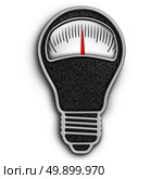 Weight loss idea and diet thinking concept and nutrition ideas symbol as a dieting scale shaped as a light bulb or lightbulb as a fitness health care and lifestyle object as a 3D illustration. Стоковое фото, агентство Ingram Publishing / Фотобанк Лори
