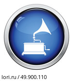 Gramophone icon. Glossy button design. Vector illustration. Стоковая иллюстрация, агентство Ingram Publishing / Фотобанк Лори