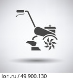 Garden tiller icon on gray background with round shadow. Vector illustration. Стоковая иллюстрация, агентство Ingram Publishing / Фотобанк Лори