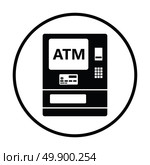 ATM icon. Thin circle design. Vector illustration. Стоковая иллюстрация, агентство Ingram Publishing / Фотобанк Лори