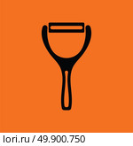 Vegetable peeler icon. Orange background with black. Vector illustration. Стоковая иллюстрация, агентство Ingram Publishing / Фотобанк Лори