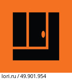 Tennis replay ball in icon. Orange background with black. Vector illustration. Стоковая иллюстрация, агентство Ingram Publishing / Фотобанк Лори