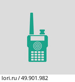 Portable radio icon. Gray background with green. Vector illustration. Стоковая иллюстрация, агентство Ingram Publishing / Фотобанк Лори