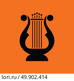 Lyre icon. Orange background with black. Vector illustration. Стоковая иллюстрация, агентство Ingram Publishing / Фотобанк Лори